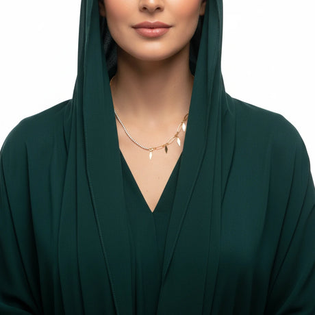 18K Gold Necklace with Side Dangling Pendant