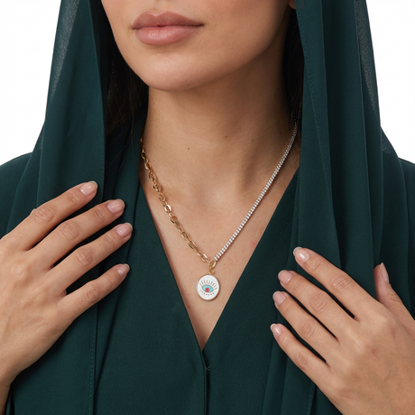 عقد ذهب عيار 18 بتعليقة عين