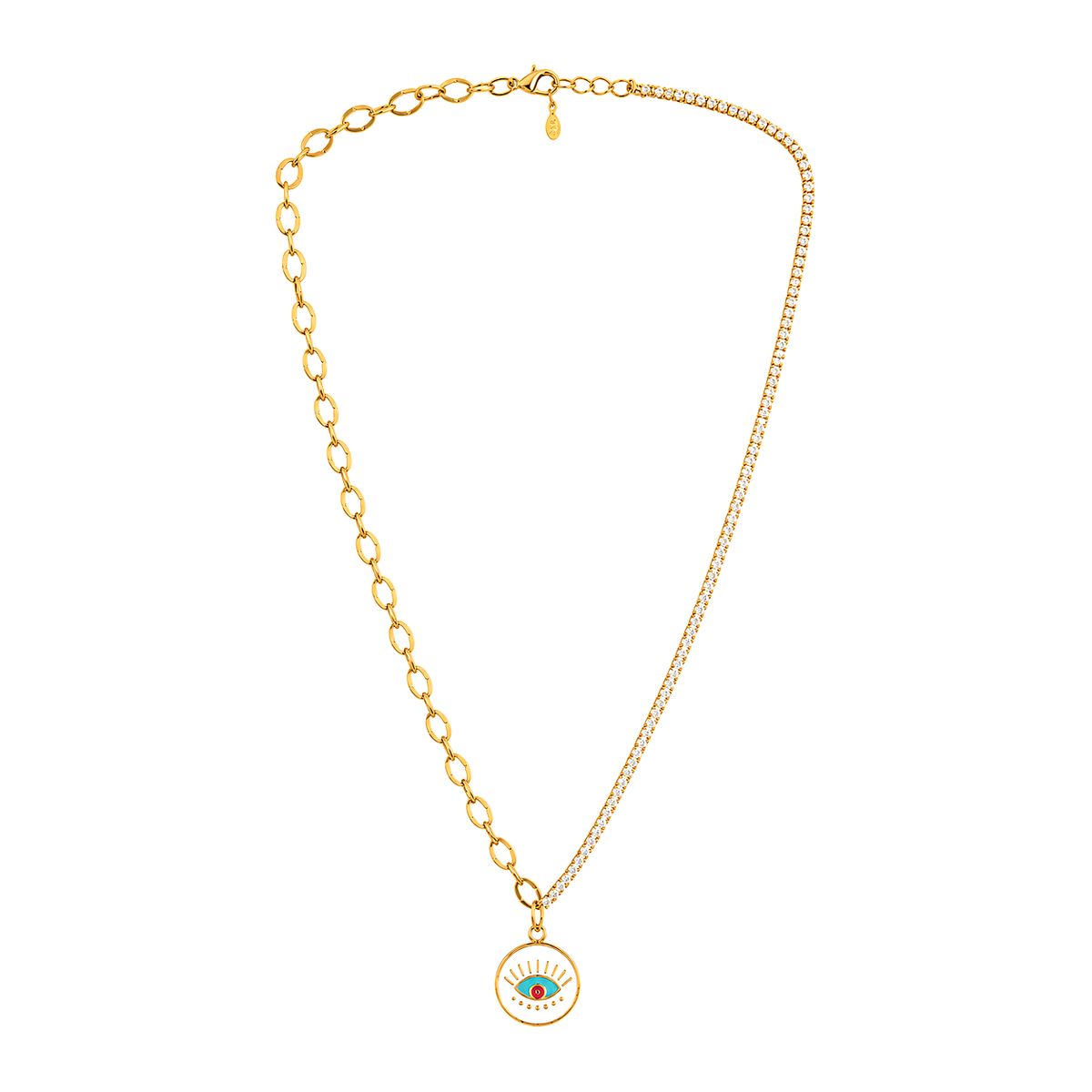 18K Gold Necklace with Eye Design
