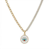18K Gold Necklace with Eye Pendant Design