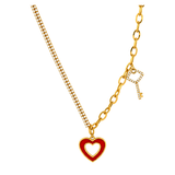 18K Gold Necklace with Key Heart Design