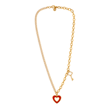 18K Gold Necklace with Key Heart Design