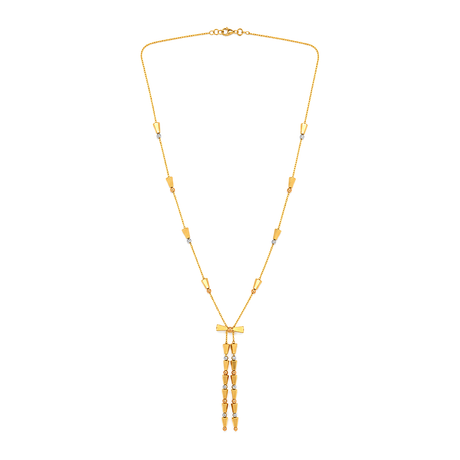 18K Gold Necklace with Golden Dangling Design