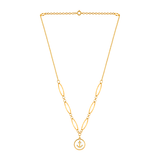 18K Gold Necklace with Red Oval Pendnat