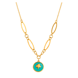 18K Gold Necklace Turquoise Charm Design