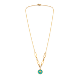 18K Gold Necklace Turquoise Charm Design