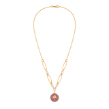 18K Gold Necklace Pink Rose Design
