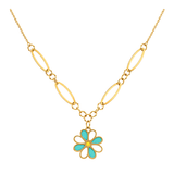 18K Gold Necklace Flower Design