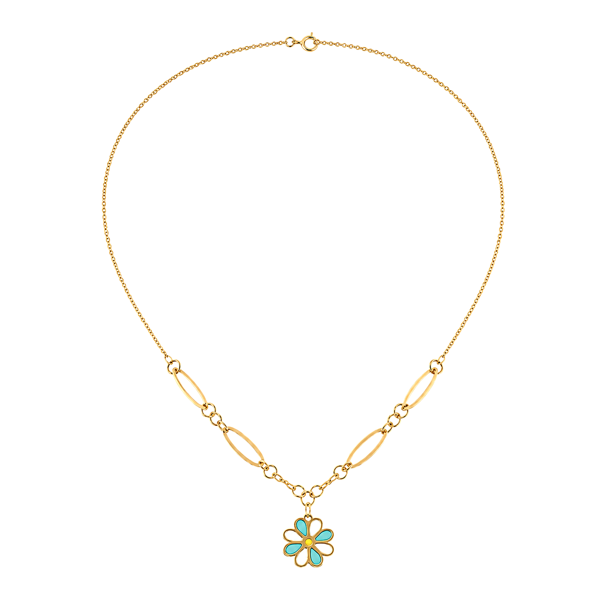 18K Gold Necklace Flower Design