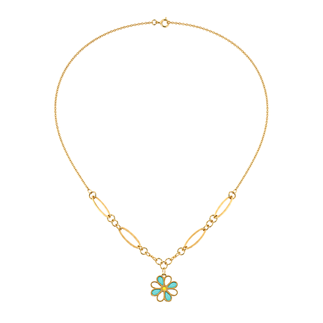 18K Gold Necklace Flower Design