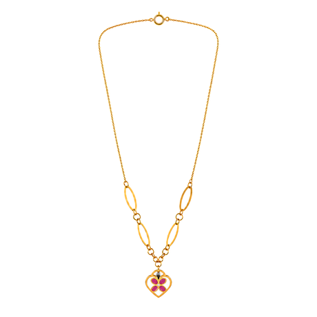 18K Gold Necklace Sprouting Heart Design