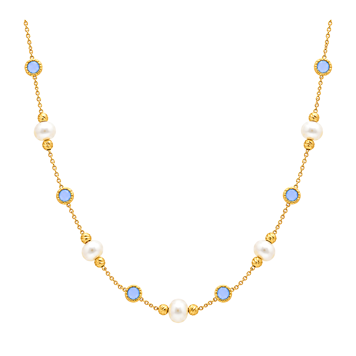 18K Gold Necklace White Cricle Design