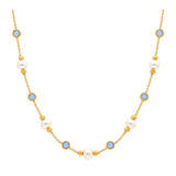18K Gold Necklace White Cricle Design