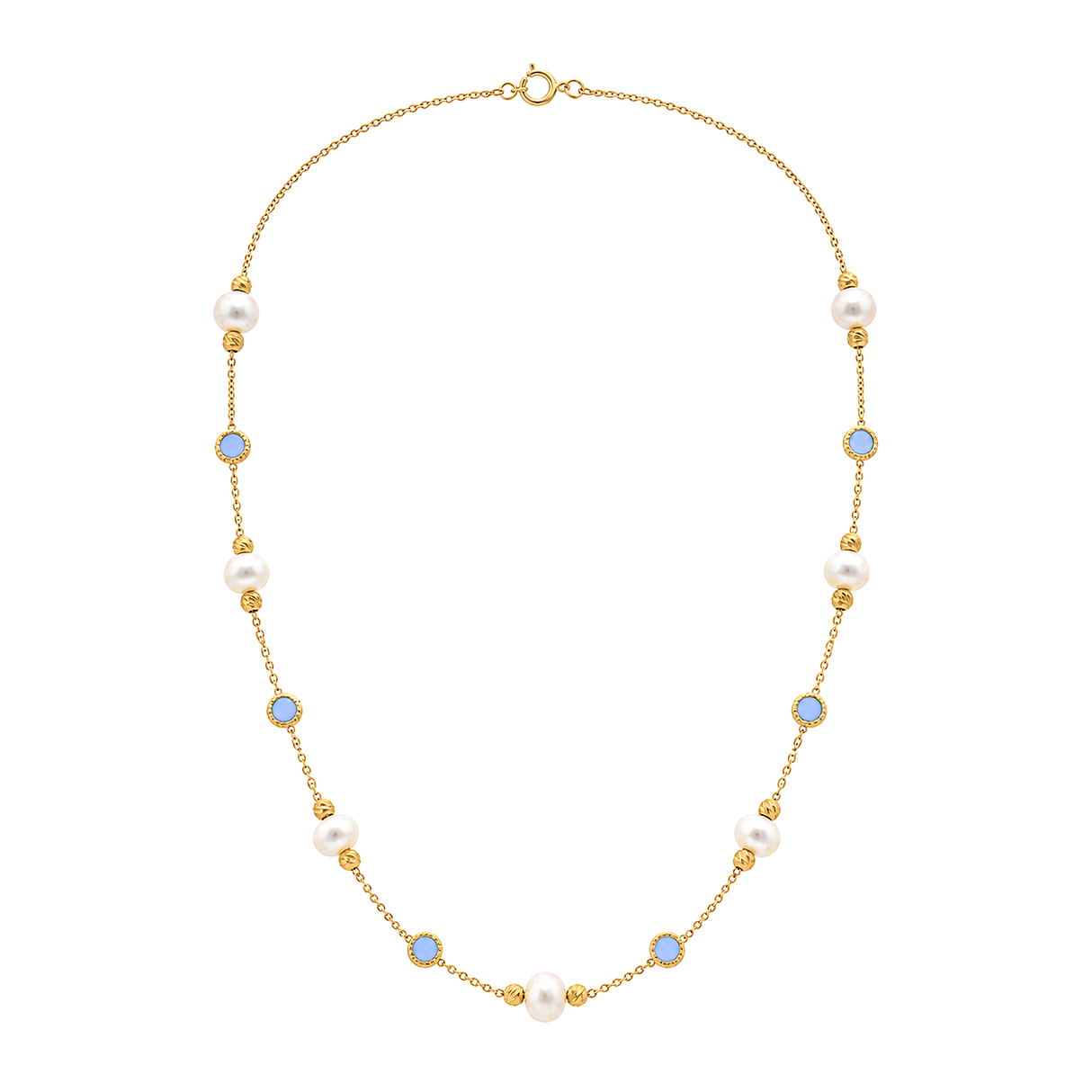 18K Gold Necklace White Cricle Design