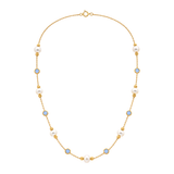 18K Gold Necklace White Cricle Design