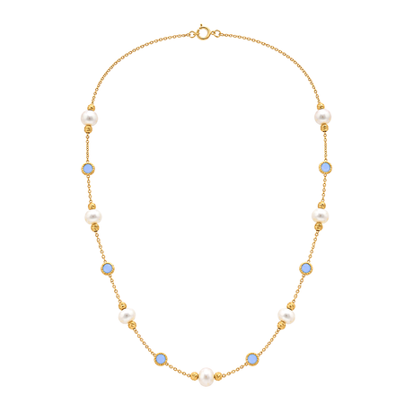 18K Gold Necklace White Cricle Design