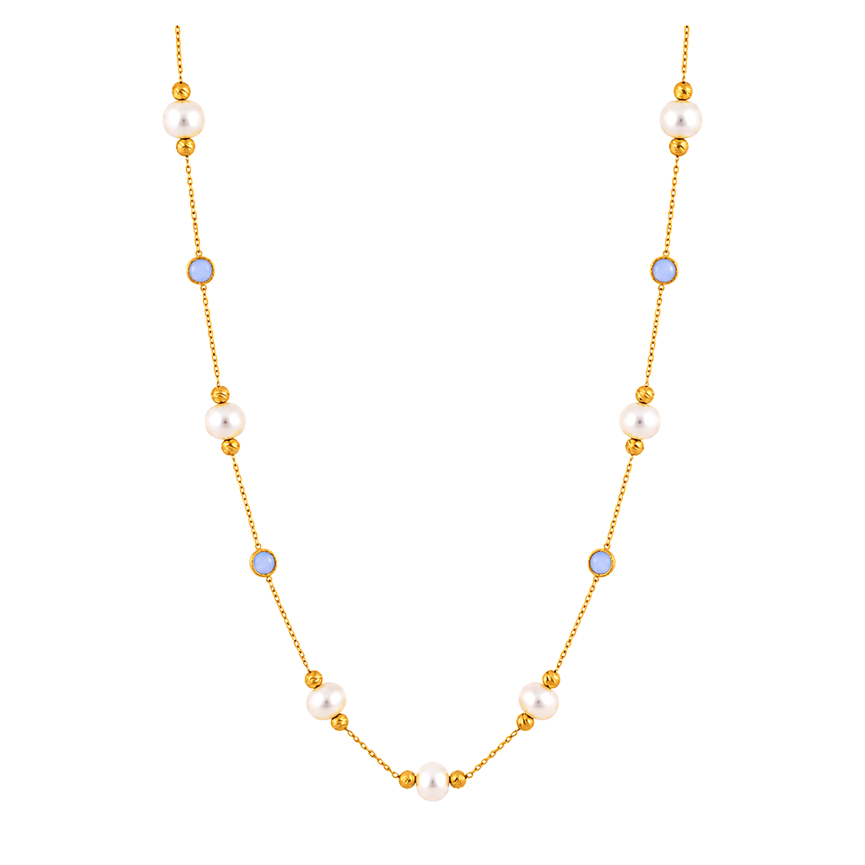 18K Gold Necklace Delicate Pearl Design