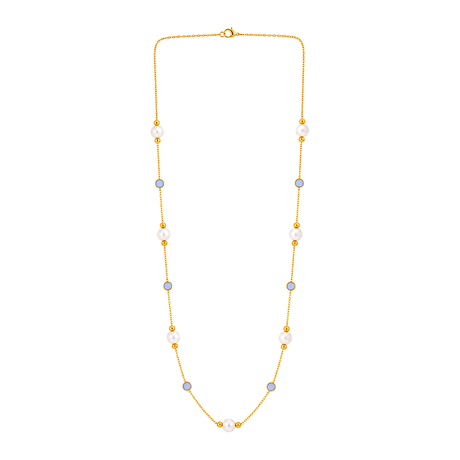 18K Gold Necklace Delicate Pearl Design