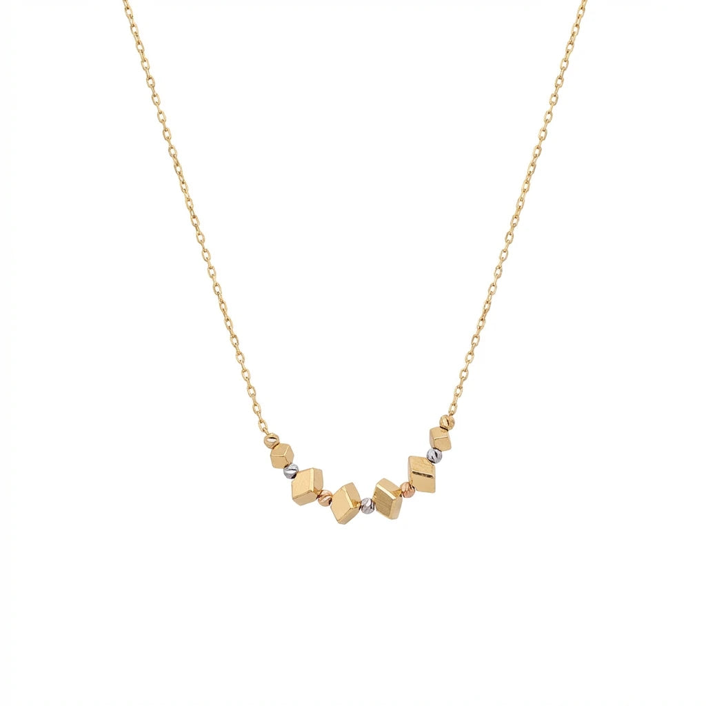 18K Gold Necklace with Squares Design