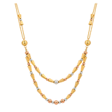18K Gold Necklace Double Interlocking Layers Design