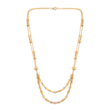 18K Gold Necklace Double Interlocking Layers Design