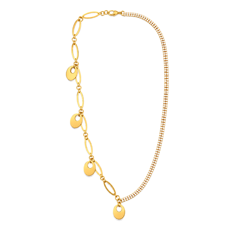 18K Gold Necklace Double Classic Paved Design