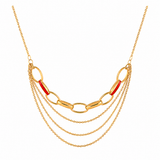 18K Gold Necklace with Red Interlock Design