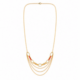 18K Gold Necklace with Red Interlock Design