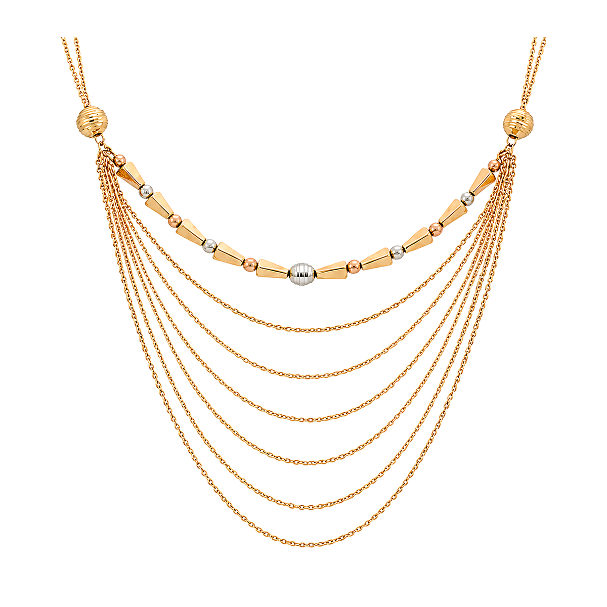 18K Gold Chain Necklace with Multi-Strand