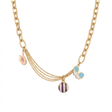 18K Gold Necklace with Comfortable Colorful Pendant