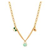 18K Gold Necklace with Colorful Pendants
