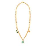 18K Gold Necklace with Colorful Pendants