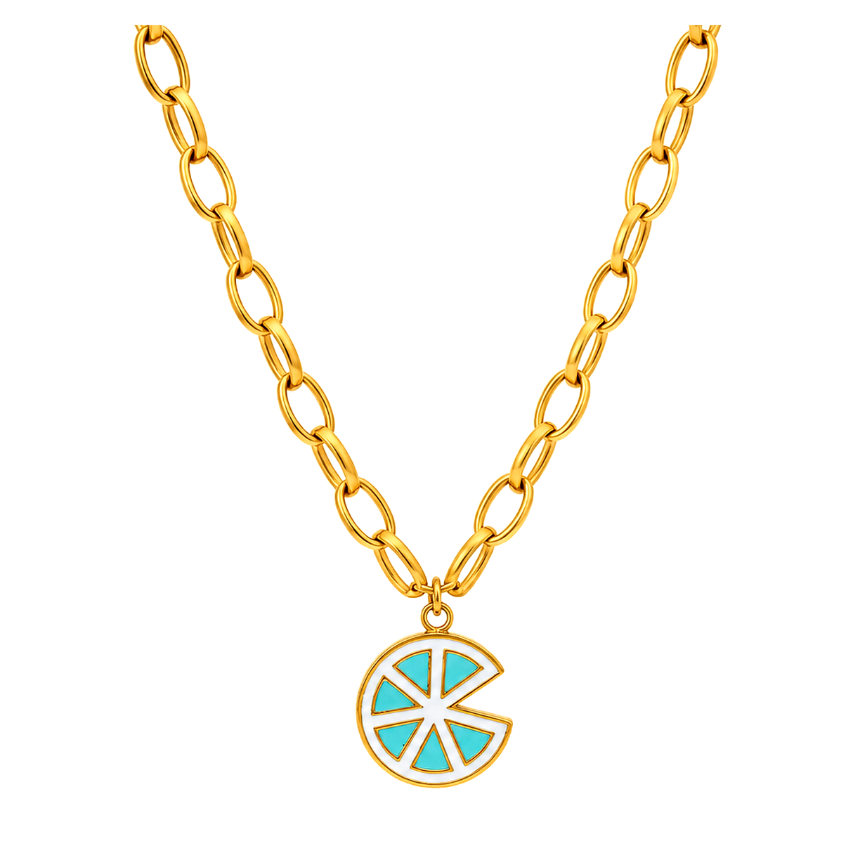 18K Gold Necklace with Colorful Pendant