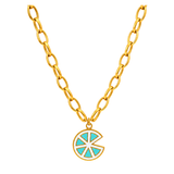 18K Gold Necklace with Colorful Pendant