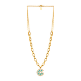 18K Gold Necklace with Colorful Pendant