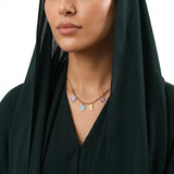 18K Gold Necklace with Assorted Painted Pendants