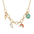 18K Gold Necklace with Playful Colorful Shapes
