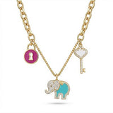 18K Gold Necklace with Rings and Dangling Pendants
