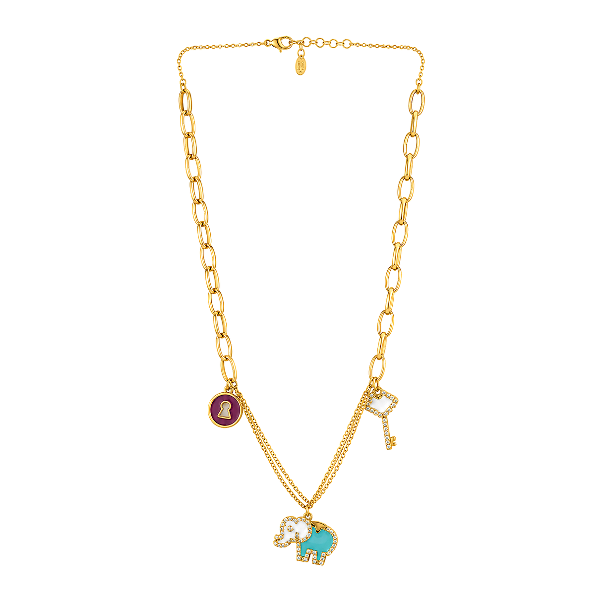 18K Gold Necklace with Rings Pendants Design