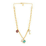 18K Gold Necklace with Rings Pendants Design