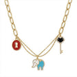 18K Gold Necklace with Rings and Assorted Pendants