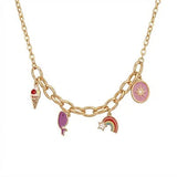 18K Gold Necklace with Assorted Dangling Pendants