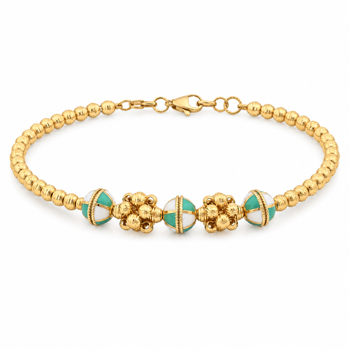 18K Gold Bracelet Classic Beads Design