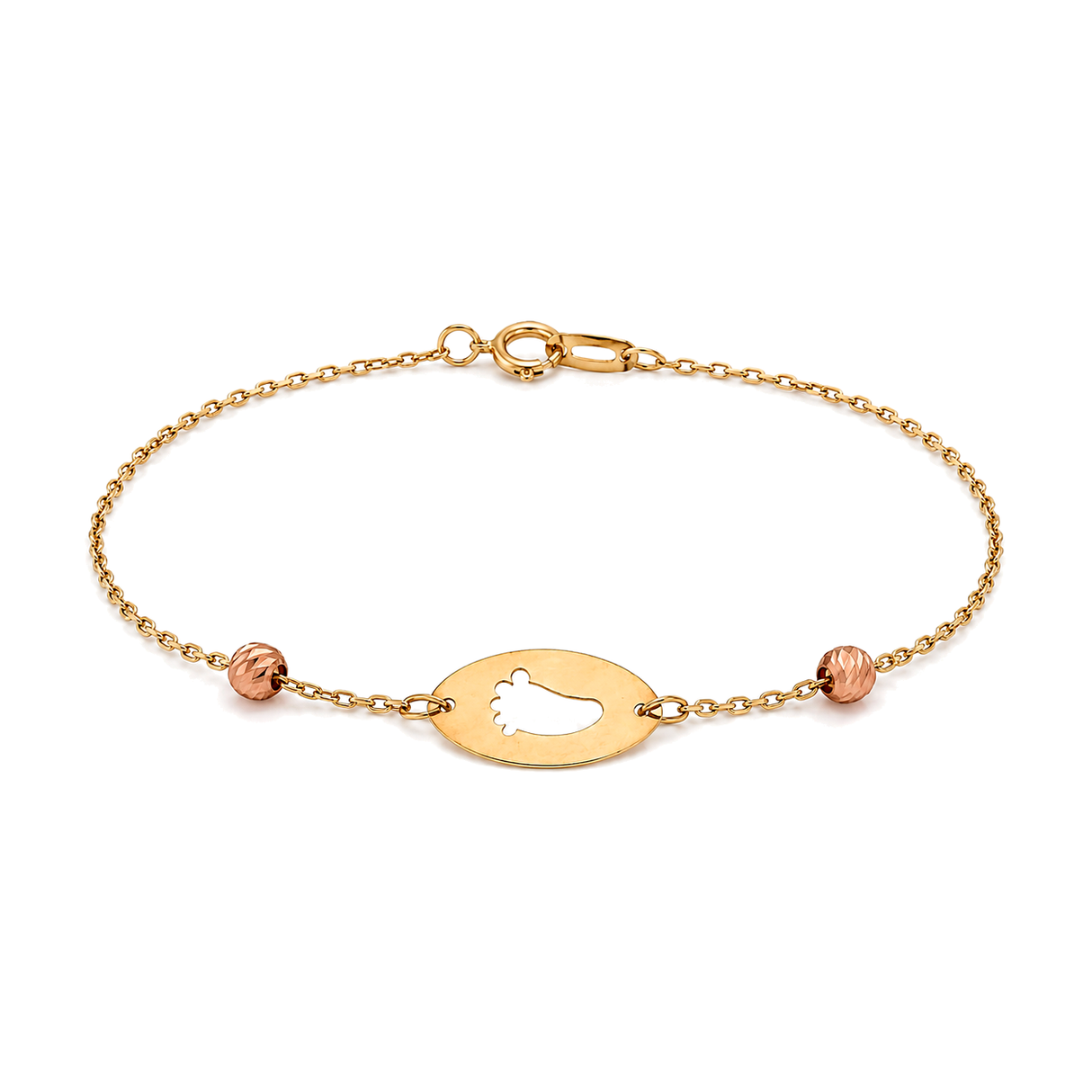 18K Gold Kids Chain Bracelet Baby Foot Design