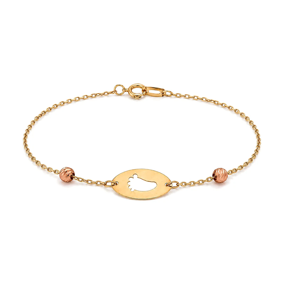18K Gold Kids Chain Bracelet with Baby Foot Charm
