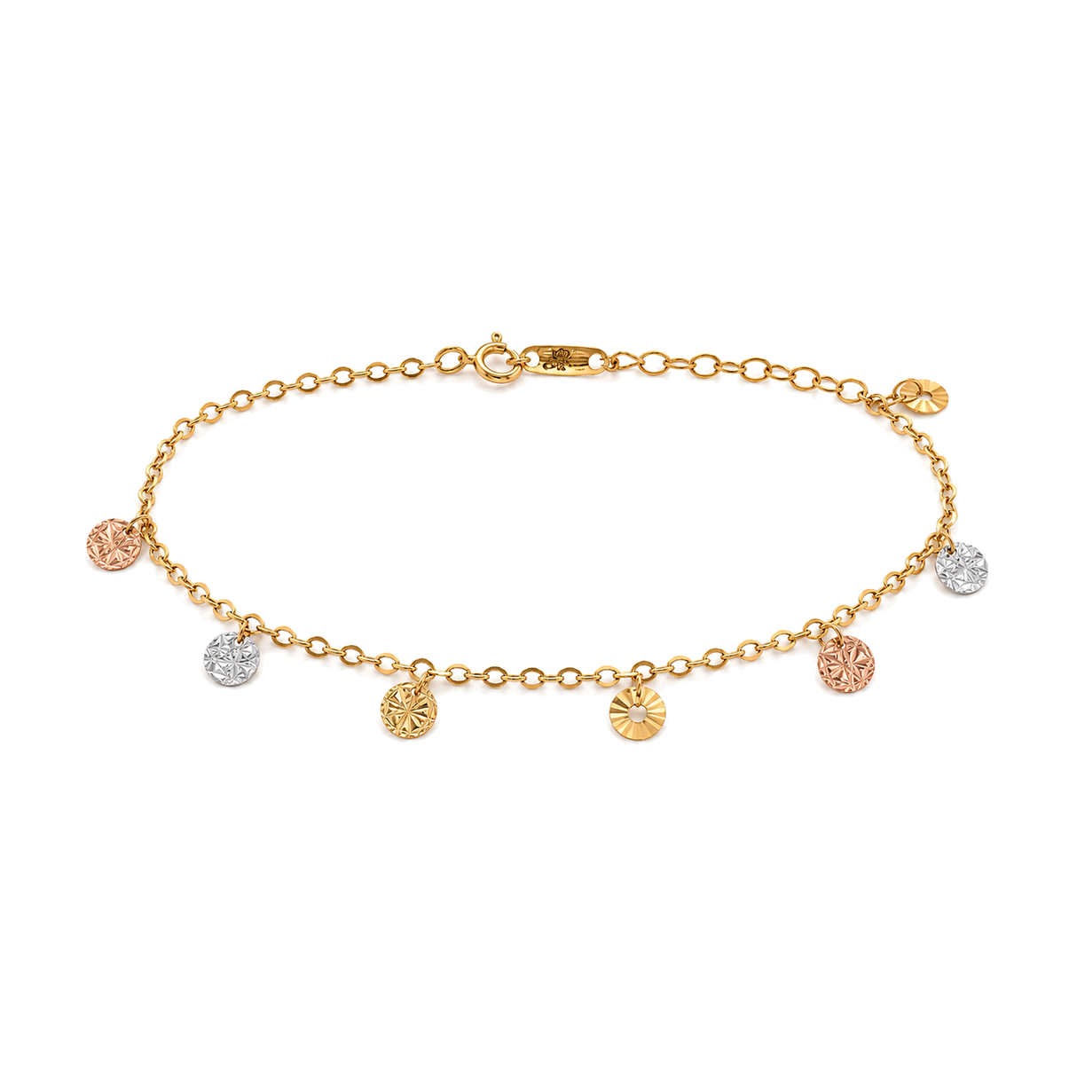 18K Chain Bracelet with Circles Design