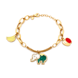 18K Chain Bracelet with Fruit Design In Colorful