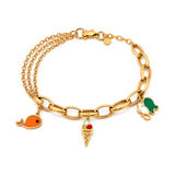 18K Chain Bracelet with Pretty Shapes Design In Colorful