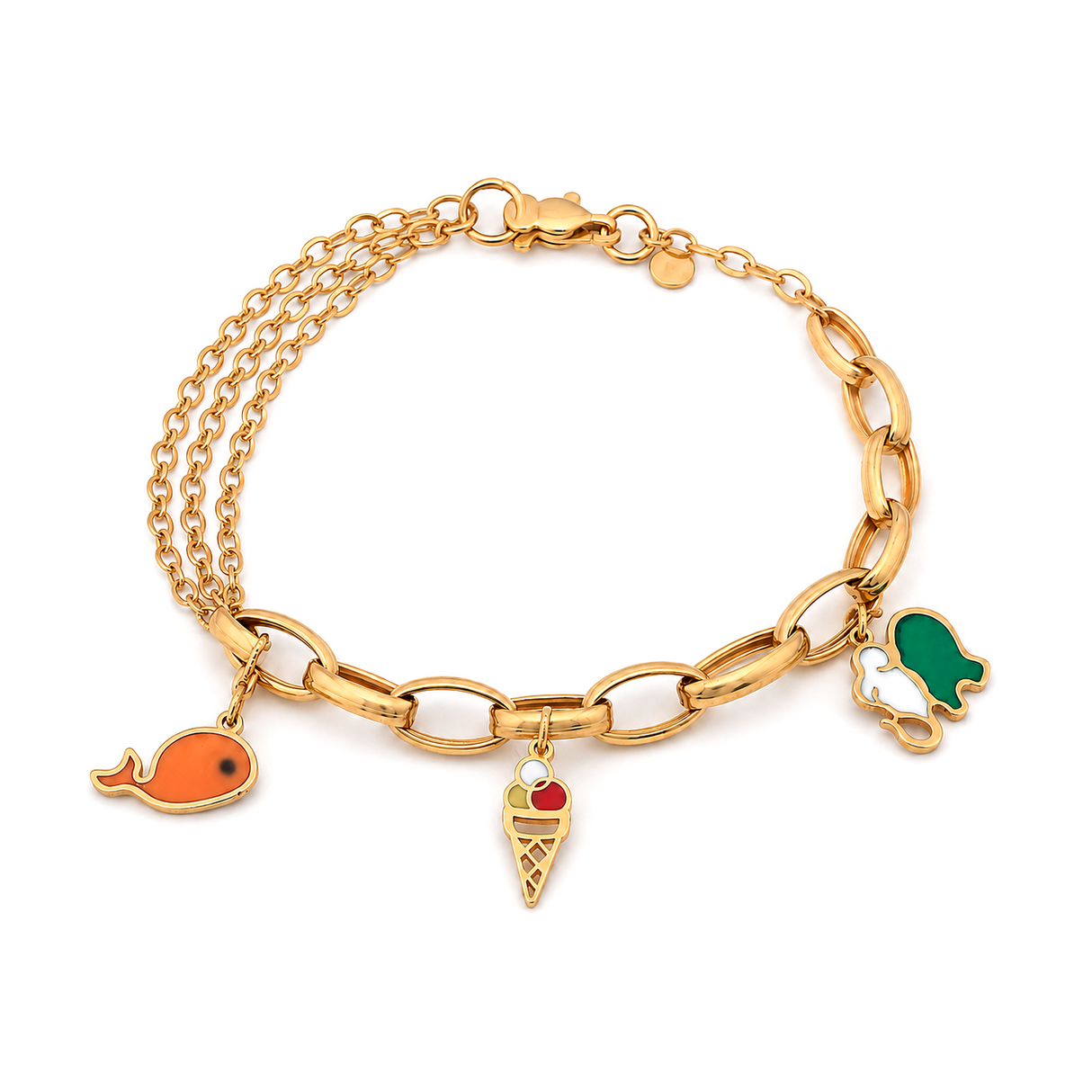 18K Chain Bracelet with Pretty Shapes Design In Colorful
