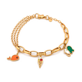 18K Chain Bracelet with Pretty Shapes Design In Colorful